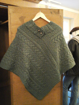 Merino Ladies Poncho, Connemara Green